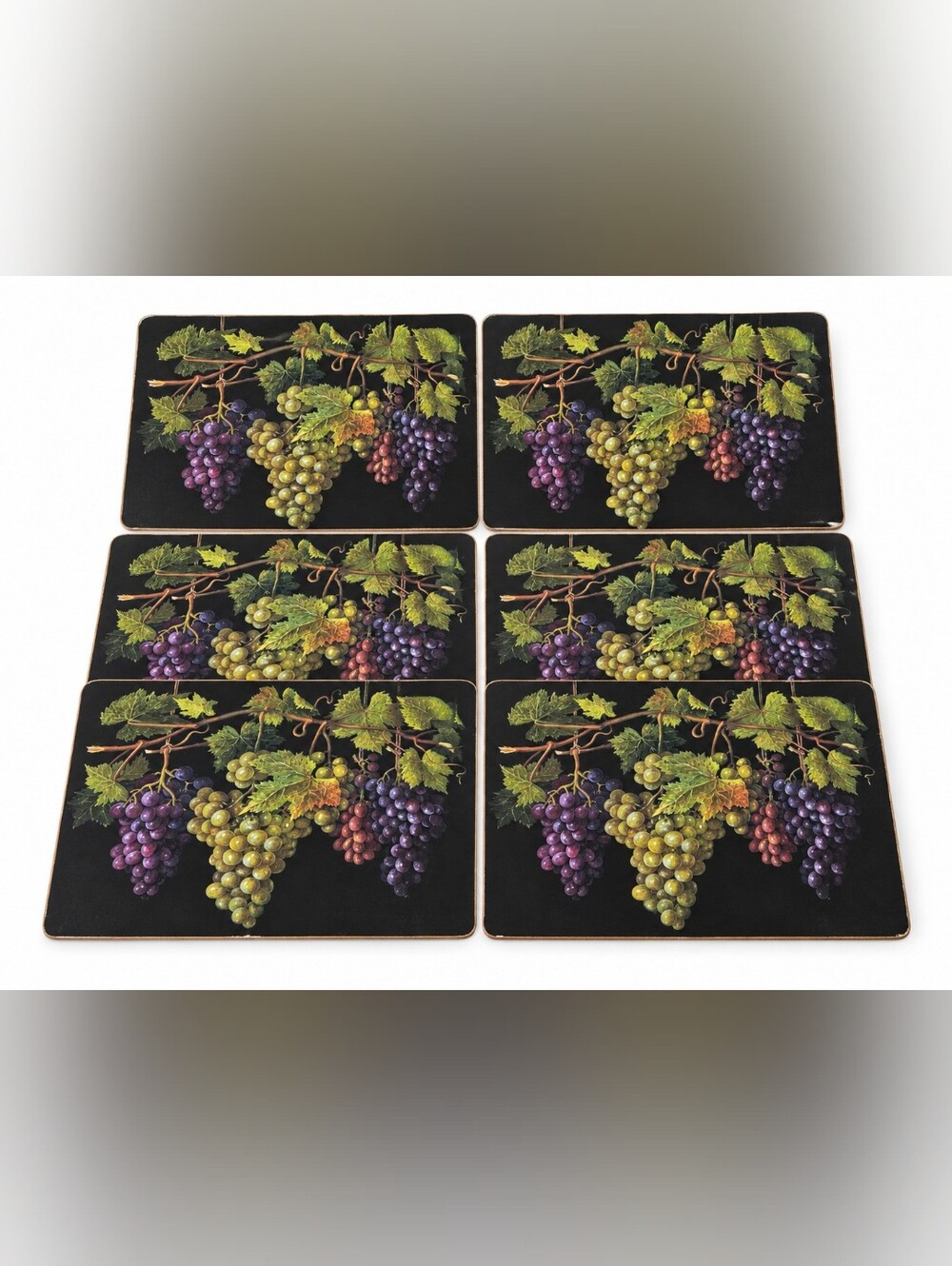 Pimpernel Set Of 8 Placemats Grapes Tuscan Cork Backed *READ DSC